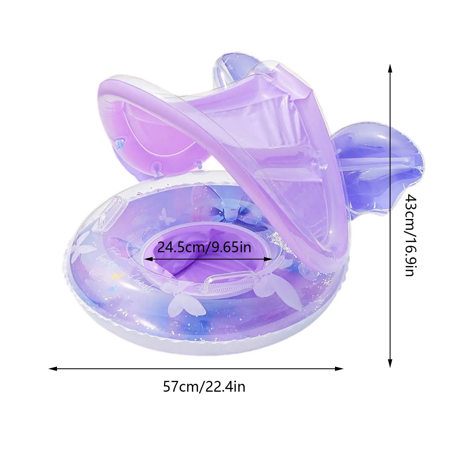 Baby Swim Float With Canopy Sun Protection Pool Baby Float Butterfly Shape Lounge Mat Boat Water Chair For Outdoor Play Swimming