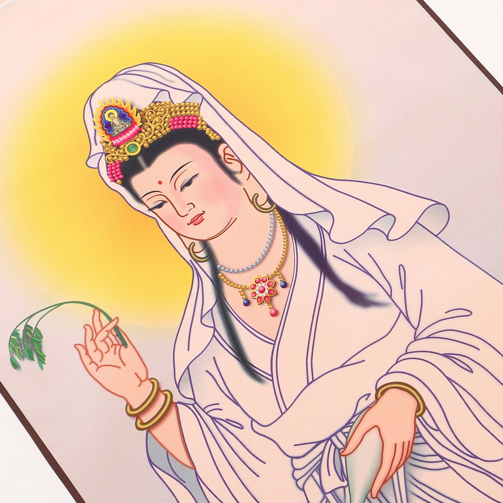 

Guanyin Buddha Statue Hanging Painting Aesthetic Decor; Traditional Chinese Wall Background