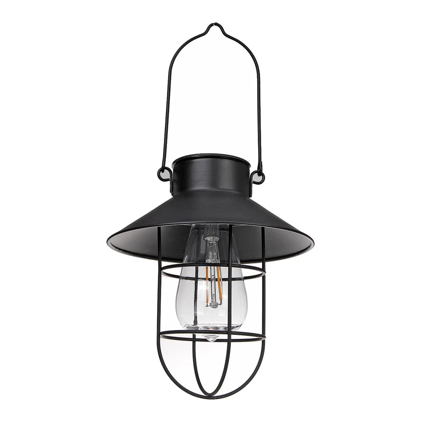 Solar Lantern Metal Outdoor Lamp Waterproof Hanging Retro Light for Landscape Patio Pathway