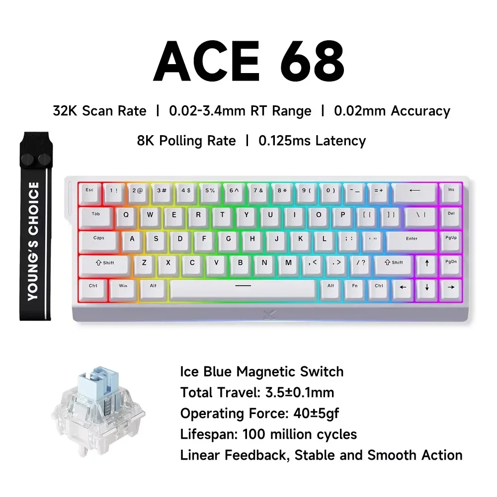 MCHOSE ACE 68 Magnetic Switch Gaming Keyboard Hall Effect Rapid
