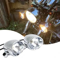 2 4'' Chrome Motorcycle  Front Headlight Fog Light Lamp Spotlight for  Motorcycles Assemblie Lamp Fog Light Lamp