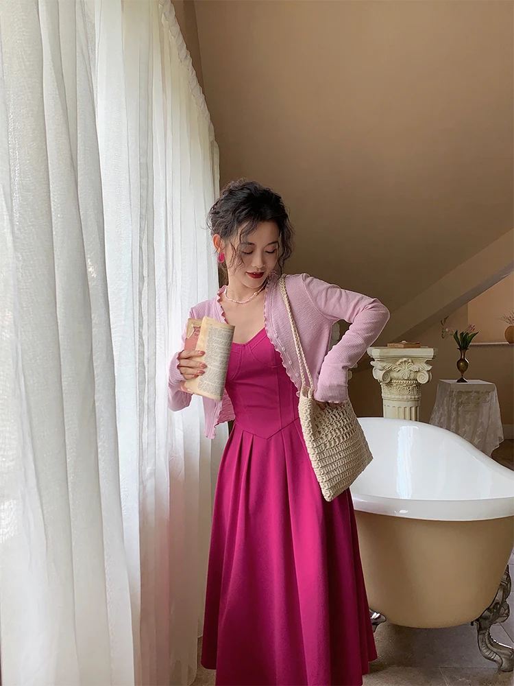 

Soft Pink Thin Knitted Wooden Small Open Cardigan Women's Outerwear Sunscreen Air Conditioner Cotton Blend Long Sleeve V...