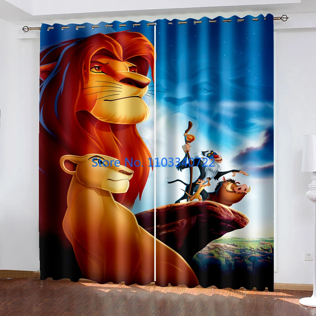 Anime Lion King Simba Buddy Wild Boar Kids Window Curtains Blackout Shading Curtain for Bedroom Home Textiles Decor Child Gift