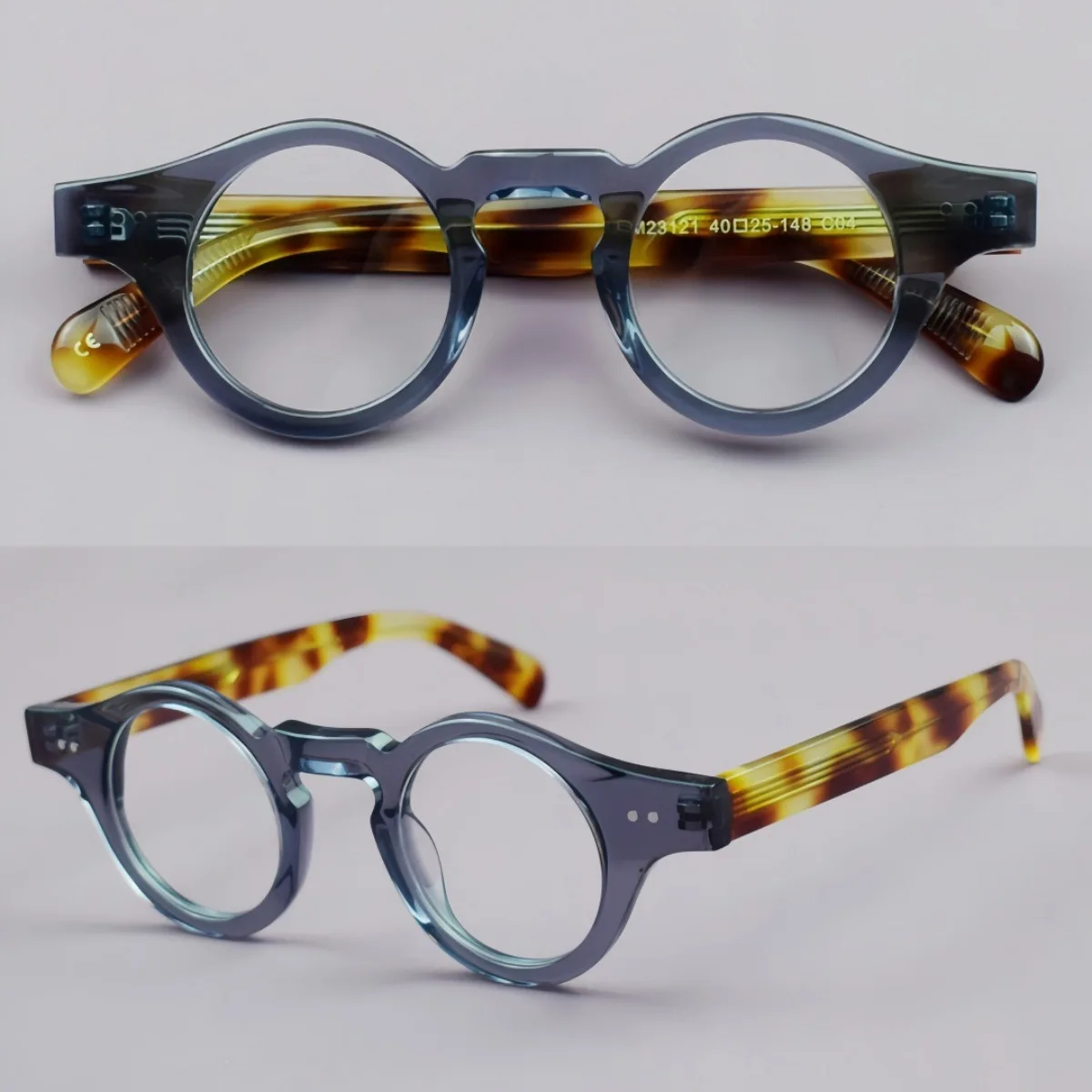 2025 Thick Acetate Round Glasses Frame for Men Myopia Reading Eyewear Custom Prescription Lens Women Optical Computer Eyeglasses