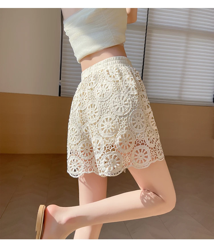 hollow out lace shorts women lace pants