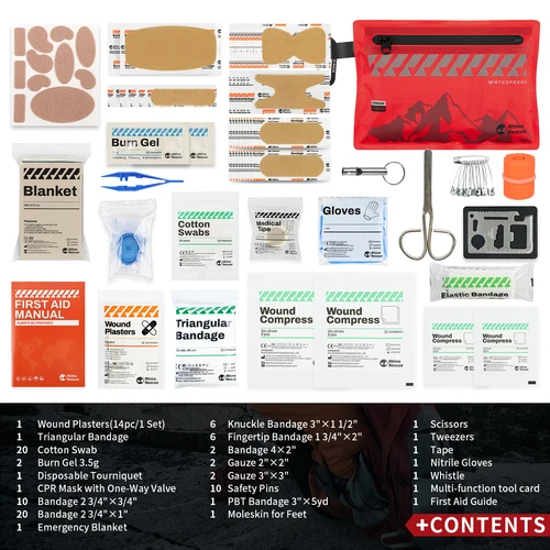 Imagen 2 del producto Rhino Rescue Pequeño botiquín de primeros auxilios - Botiquín médico ultraligero impermeable para senderismo, mochilero, ciclismo, vehículos de viaje