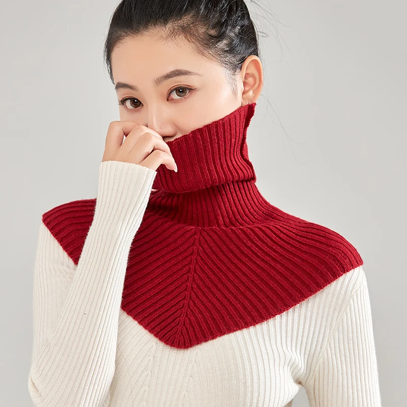 Women Wool Knitted Neckchief Winter Irregular Design Turtleneck Ring Scarf Warm Cashmere Short Wrap Fashion Fake Collar