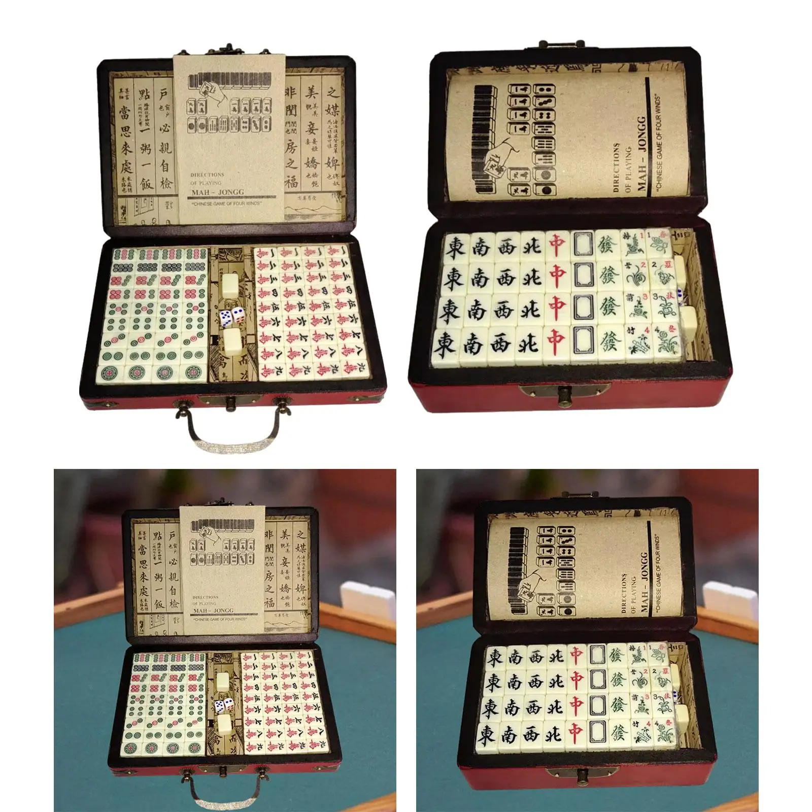 Chinese Mahjong Game Set Family Mahjong Game Leisure Game Classic with Carrying Case Mahjong Game Set for Home Party Travel