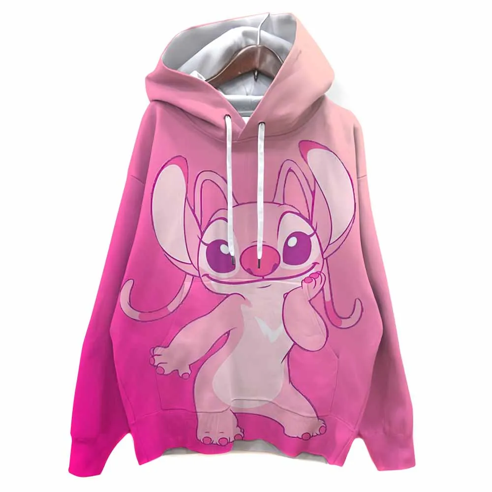 Sweat-shirt à manches longues pour femmes, imprimé Disney Stitch en 3D, Raglan décontracté, pull Y2k, hauts Harajuku, vêtements féminins