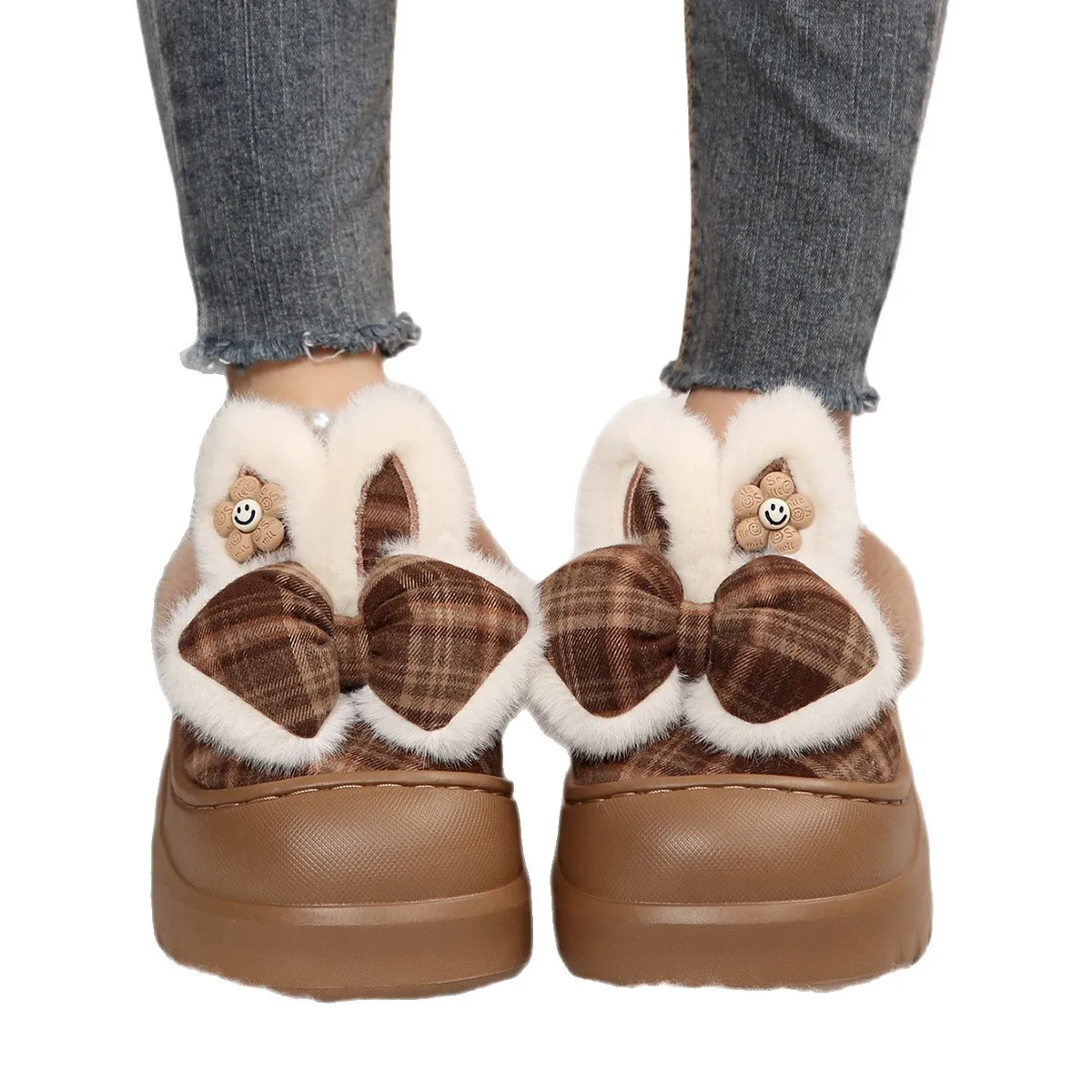 Pantofole da interno pelose con piattaforma comfort da donna 2025 Pantofole da casa in morbida pelliccia con fondo spesso in Eva invernale Scivoli in peluche caldi da donna