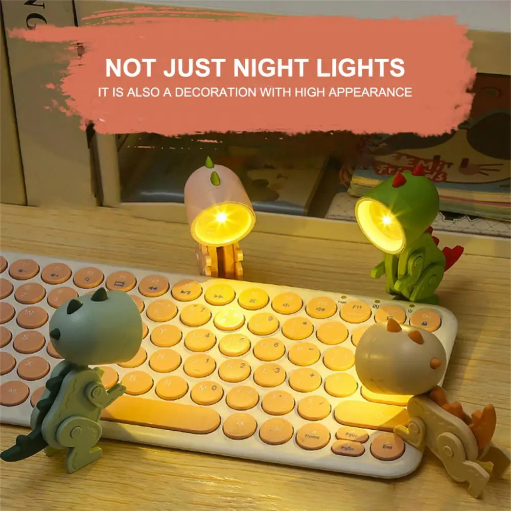 Lampu malam dinosaurus Mini lampu lipat hewan peliharaan lampu meja sudut dapat disesuaikan hadiah anak-anak dekorasi rumah dalam ruangan Kamar Tidur samping lampu Desktop