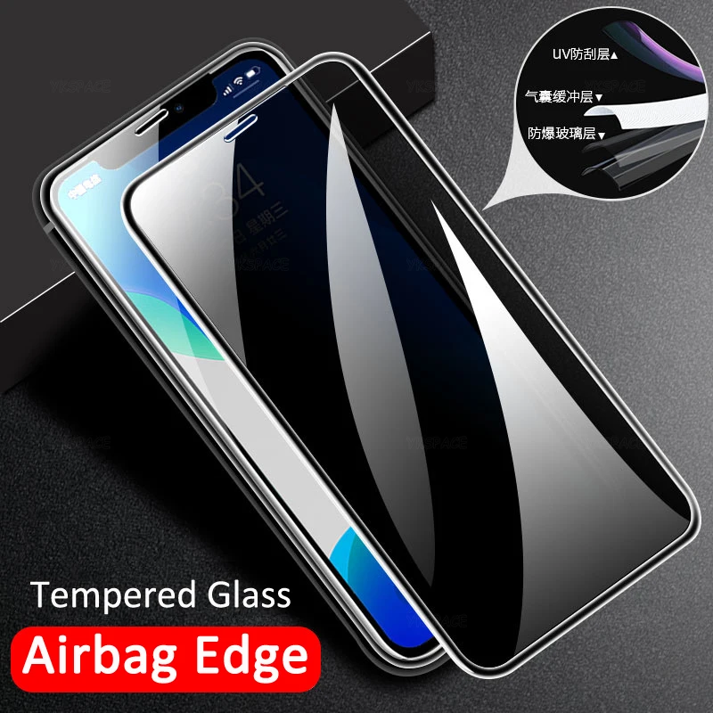 2 قطعة وسادة هوائية كاملة ثلاثية الأبعاد حافة ممتص الصدمات من الزجاج المقسى لهاتف iPhone XR X XS 11 12 13 mini 14 15 16E 16 17 Pro MAX Plus SE واقي للشاشة