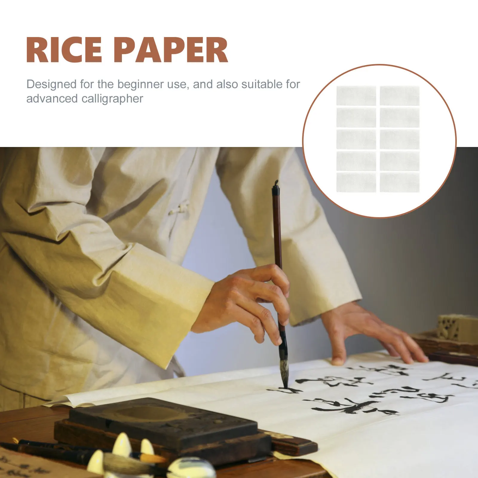 10Sheets Premium Rice Paper for Calligraphy Writing and Brush Painting Exquisite Plant Print Traditional Chinese Art Paper