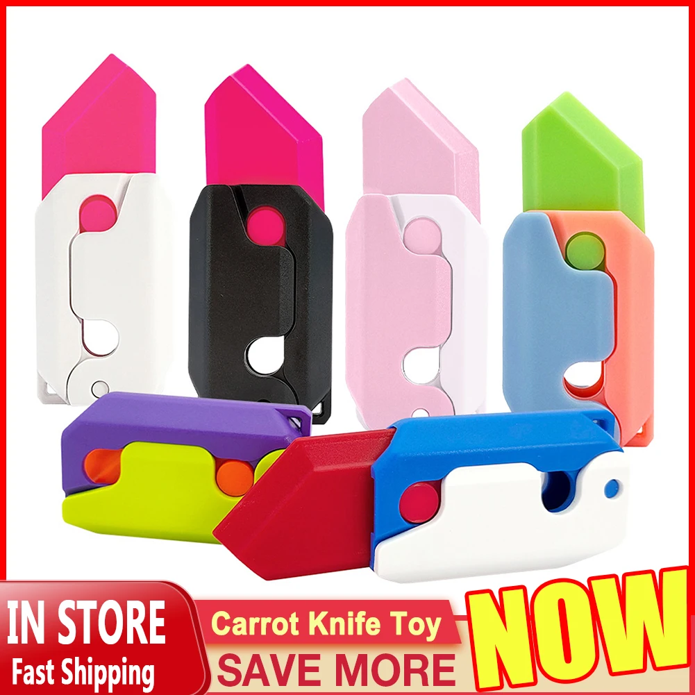 3D Carrot Gr&avity Knife Fidget Toys 3D Printing Plastic Carrot Knife Children De compression Push Card Funny New Toy dropship