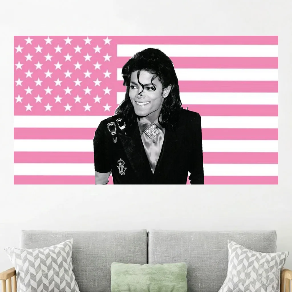 1pc M-Michael J-Jackson American Flag Tapestry Retro Pop Star Wall Art for Bedroom Dorm Music Room Aesthetic Decor