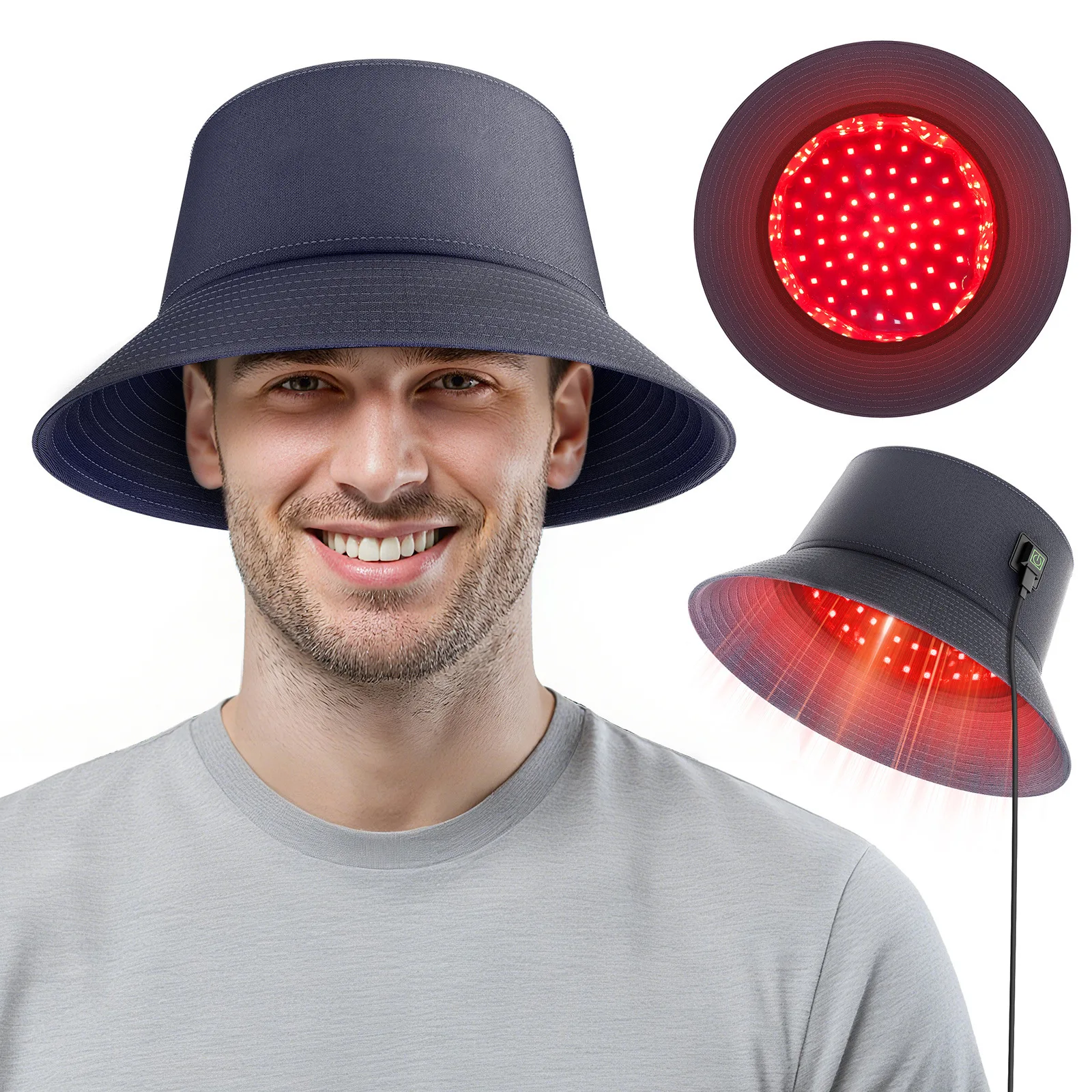 LED850nm Red Light Near Infrared Hat, Household Head Mounted Optical Bucket Hat Portable