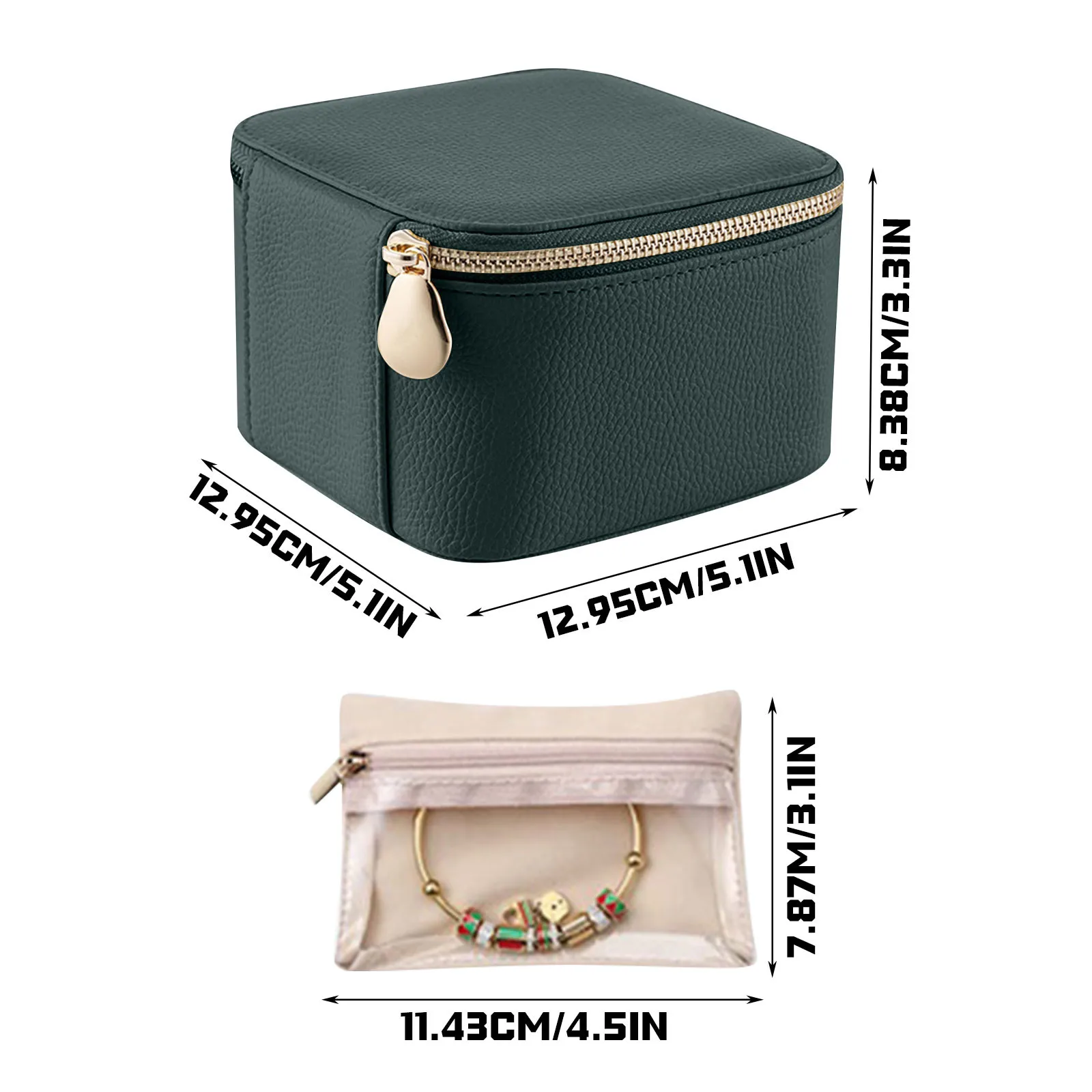 Leather Jewelry Boxes For Travel Small Jewelry Case With 6 Zipper Bags, Travel Jewelry Box Organizer For Jewelry 1Pcs