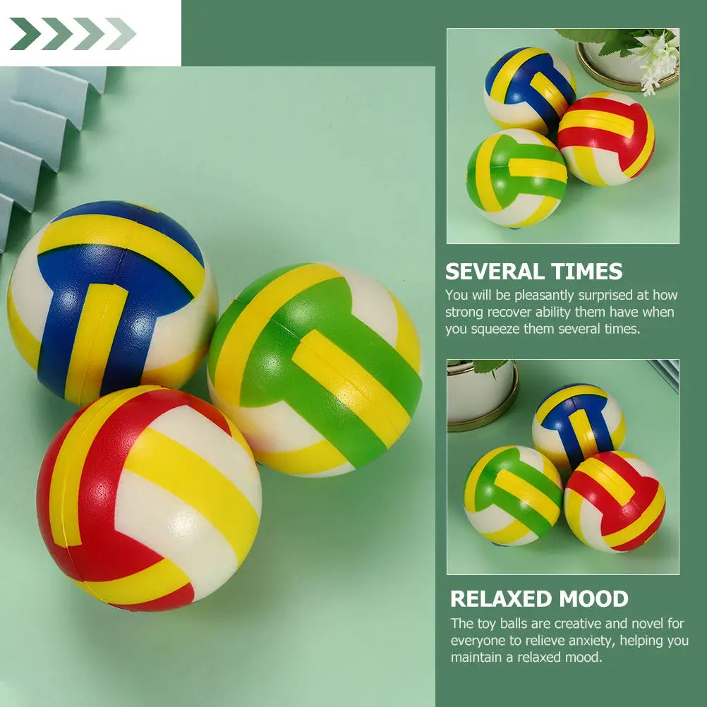 10Pcs Stress Relief Ball Volleyball Shape High-Quality PU Squeeze Balls Pressure Reducing Relaxing Balls for Hand Exercise
