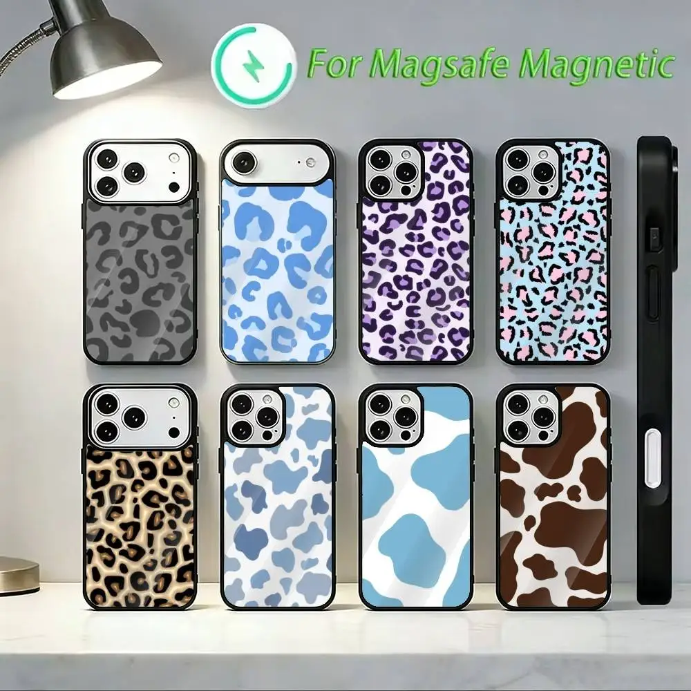 Animal L-leopard print Phone Case For iPhone 17,16,15,14,13,Pro,Max,Plus,Magnetic For Magsafe Wireless Charging