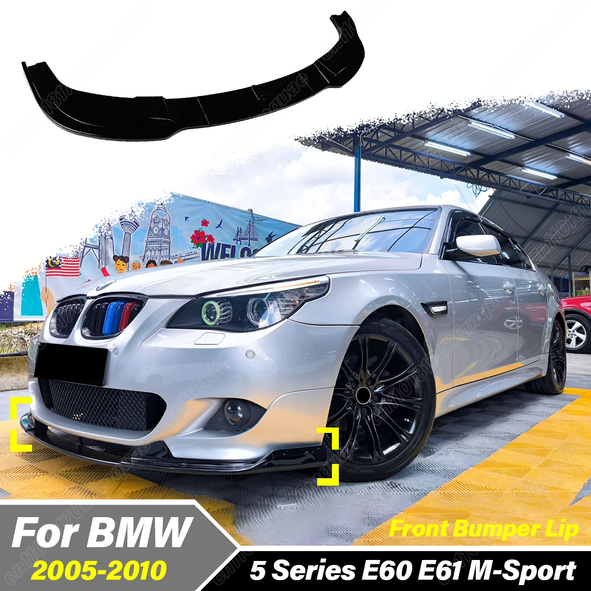 

For BMW 5 Series M Sport E60 E61 525i 530i 540i 550i 2005 2006 2007 2008 2009 2010 Car Front Bumper Spoiler Lip Splitter Kit
