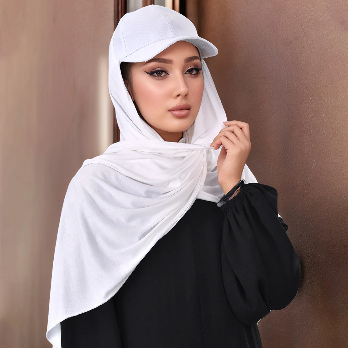 Casual Simple Jersey Modal Baseball Cap All-in-one Scarf Women's Fashion Solid Color Baseball Cap Scarf Accessories Instant Hija