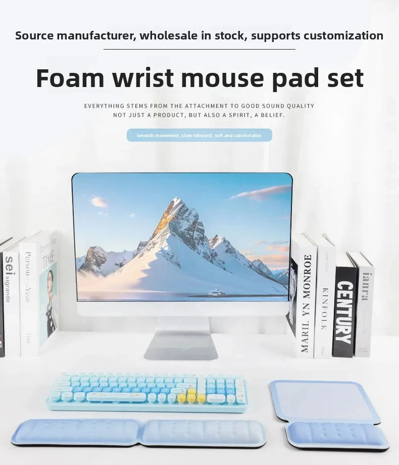 Weiches Handgelenkauflage-Mauspad-Set in Macaron-Farben, Tastaturunterlage, ergonomische Schreibtischunterlage für Büro und Gaming, 6 Farben – Detail 1