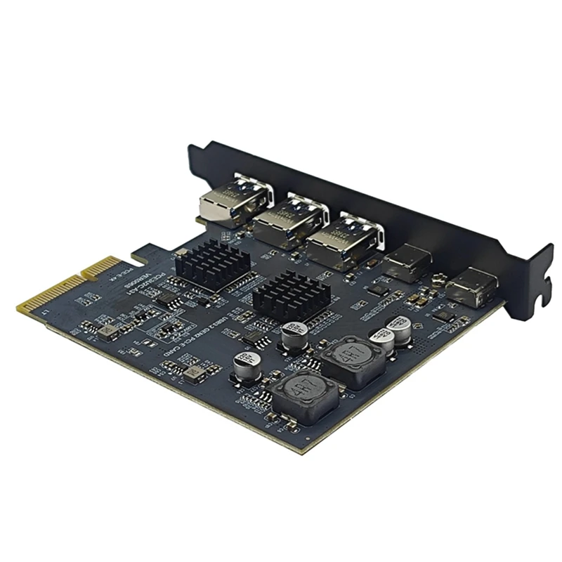 Top-PCI Express X4 To 2Port Type C + 3 Port USB3.2 Gen2 10Gbps Adapter ASM3142 + VL822 Chip PCIE USB Expansion Card