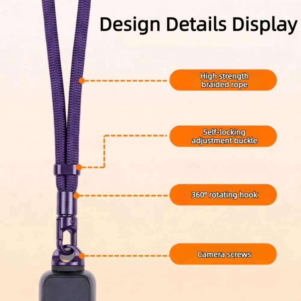 Colorful Braided Camera Wrist Strap Adjustable Hand Lanyard with 1/4 Screw for DJI Pocket 4 3 Gimbal Camera Anti-Lost Wristband