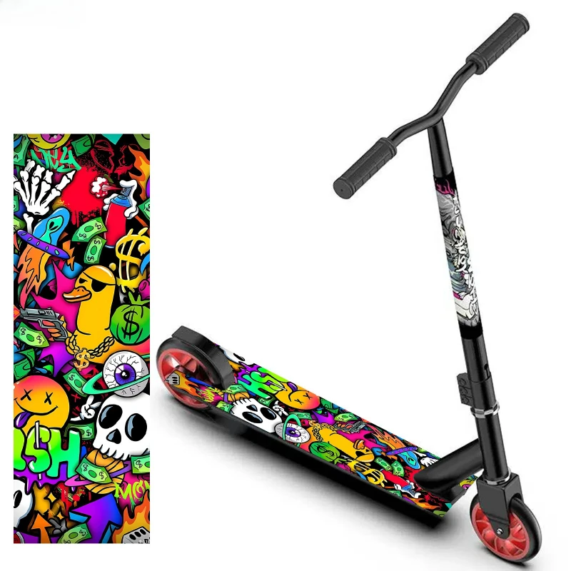 

1PC Colorful Graffiti Scooter Sticker, Duck Skull Design, 23.62×7.87in Durable Vinyl, Street Art Scooter Accessory Sticker