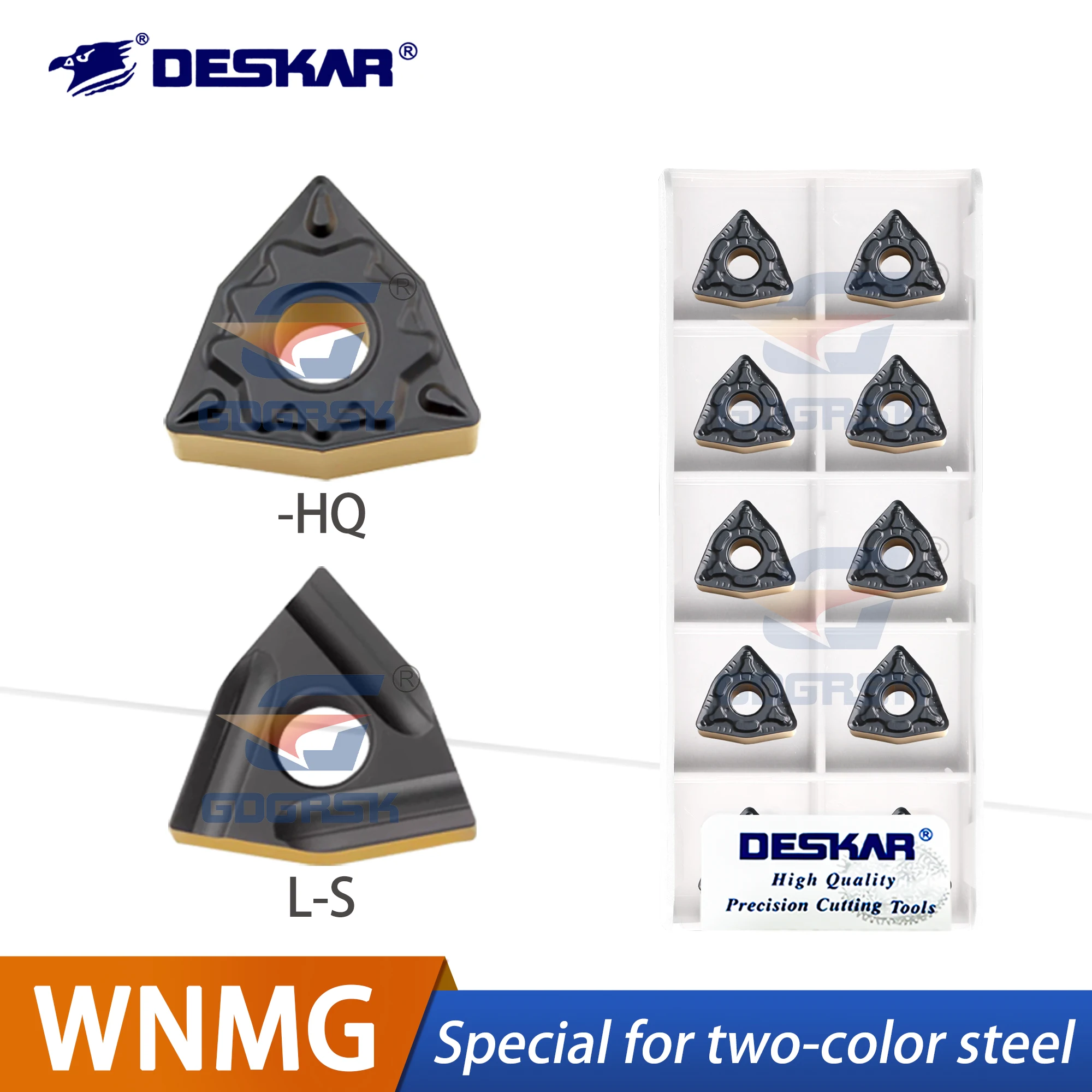 

DESKAR 100% Original Numerical Control Blade WNMG080404-TM/HQ/CQ/MT/PR/R-S/L-S/VF LF9218 Stainless Steel Two-Tone Turning Tool