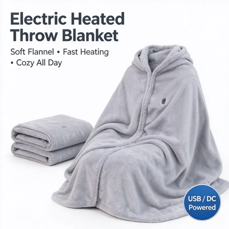 USB Heated Shawl Blanket Wearable Electric Heating Warm Shawl, Home Office Sofa Blanket, Winter Warm Bag -3 Levels Adjustable