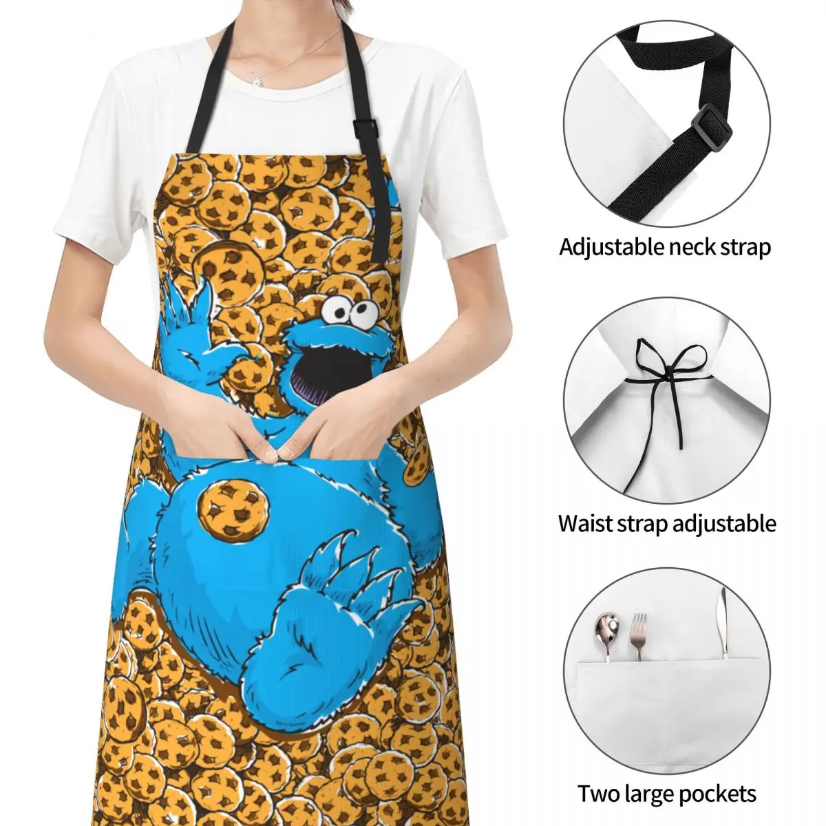 Adjustable Apron Waterdrop Resistant with 2 Pockets Cooking Kitchen Apron for Men Women Chef