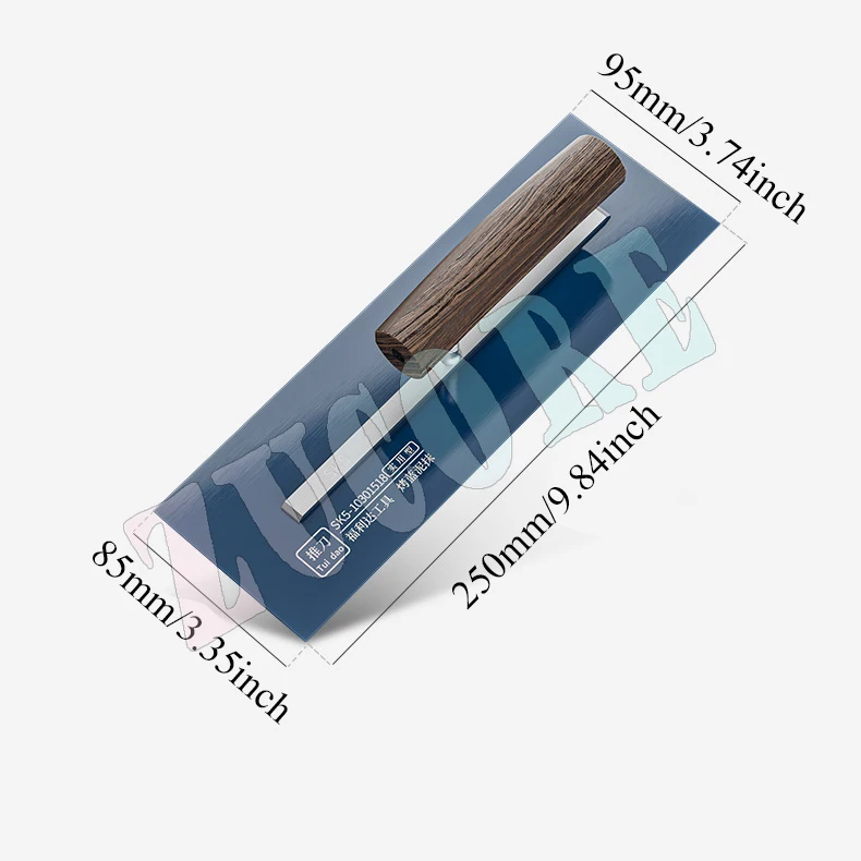 مجرفة من الفولاذ الأزرق SK5 بسمك 0.5 مم مع مقبض خشبي ينجي على شكل حرف L