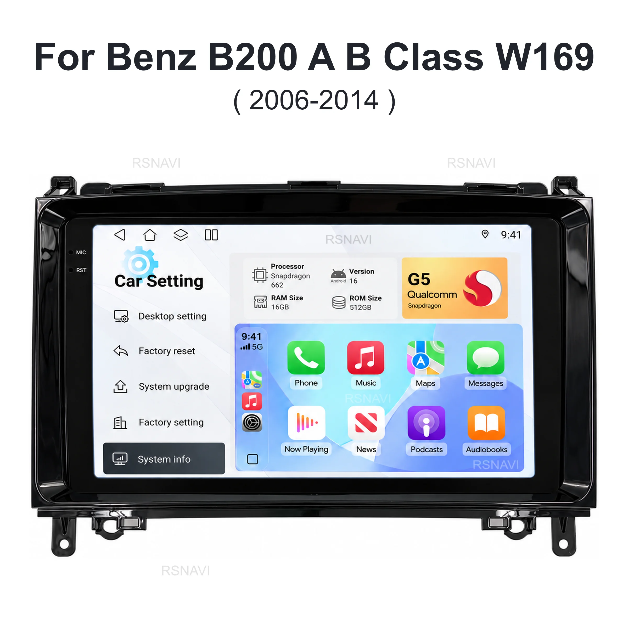 Qualcomm Android 16 For Mercedes Benz B200 A B Class W169 W245 2K QLED Car Radio Multimedia Video Player GPS Stereo Navigation