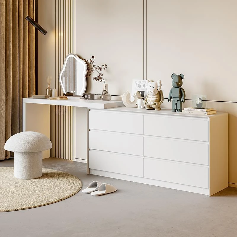 Modern Simple Dressing Table Bucket Cabinet Integrated Bedroom Solid Makeup Table Wood Cabinets White Storage Cabinet Furnitures