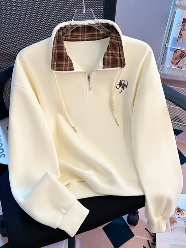 

Thiened Fce f толстовка с воротником-стойкой на молнии, женская свободная одежда, осенне-зимняя одежда, корейская версия для поездок на работу