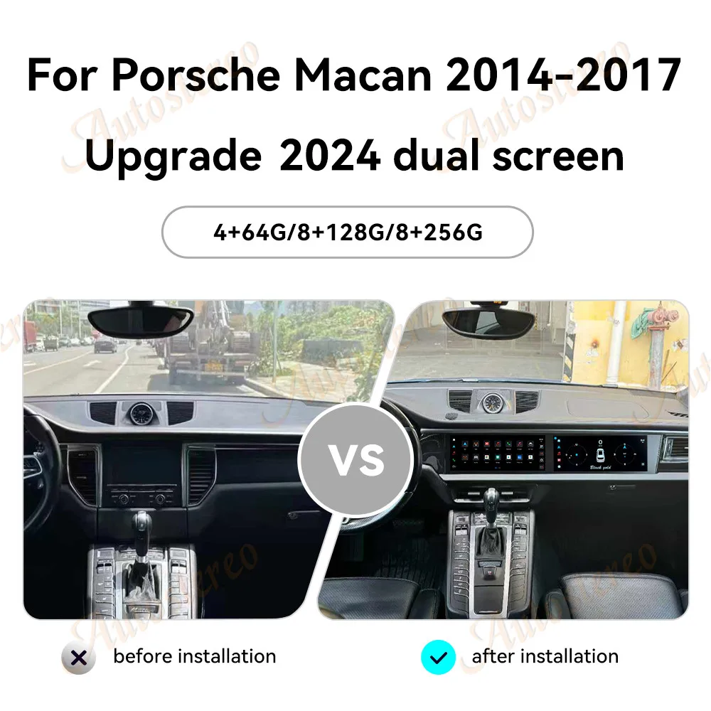 12.3 Inch Android 13 for Porsche Macan 2014-2017 Upgrade 2024 Dual Screen Car Radio GPS Navigation Head Unit GPS Multimedia