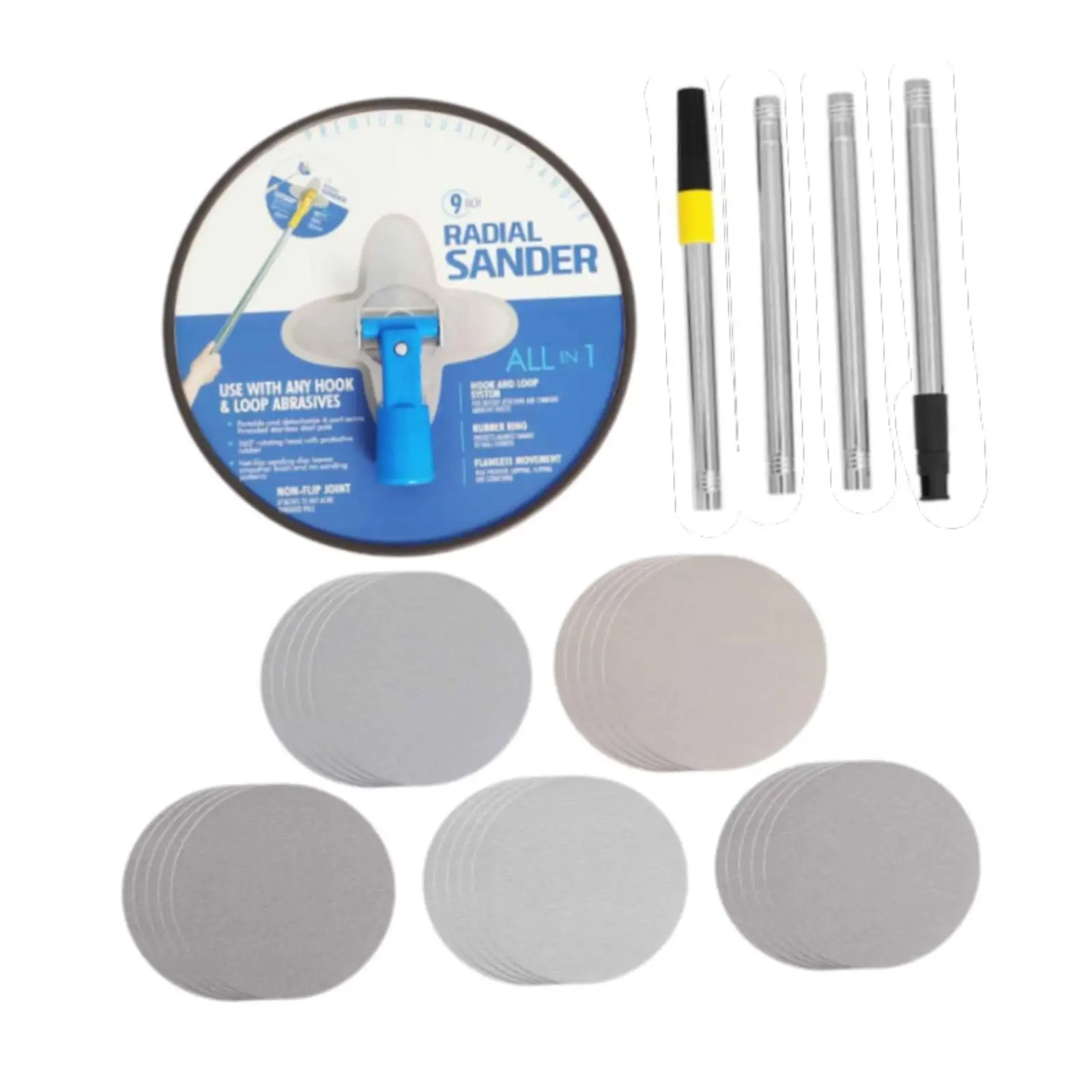 Handheld Adjustable Pole Drywall Sander Ergonomic Design 360 Degree Rotating