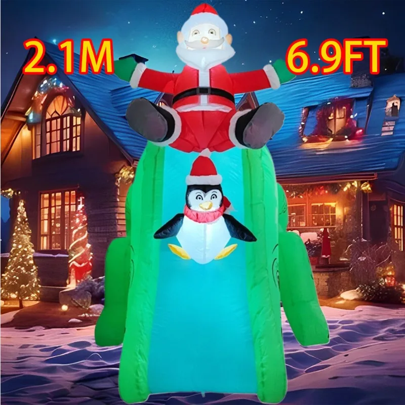 

7FT Inflatable Toys Christmas Decorations Hug Santa Claus LED Lights Inflated Model Party Yard Props Indoor Outdoor Xmas Decor