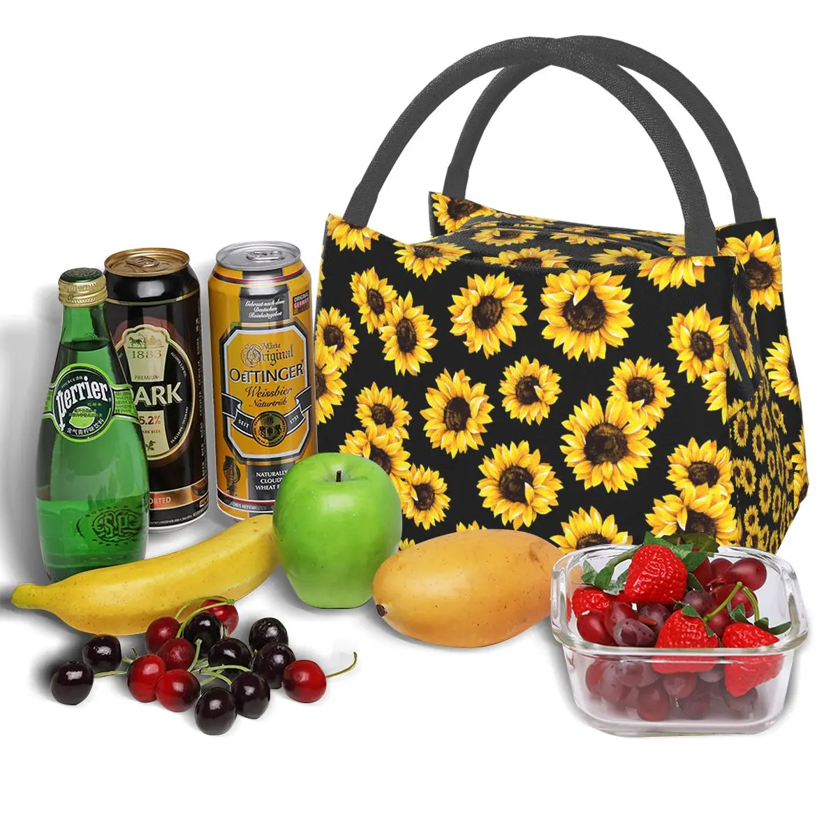 

Sunflower Print Portable Lunch Bag Thermal Insulated Lunch Box Tote Cooler Handbag Bento Pouch Dinner Container Food Storage Bag