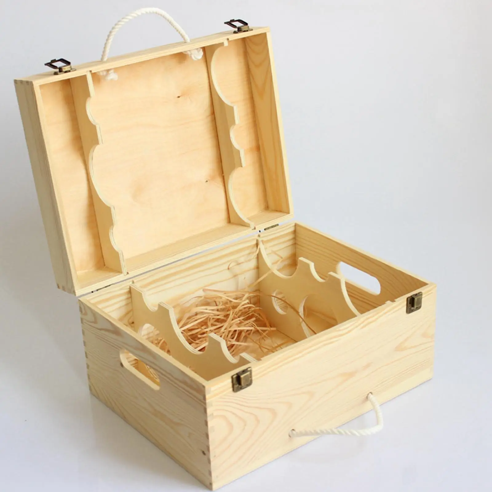 Bottle Wooden box Handle Two Bottle Gift Boxes Package Case for Wedding Birthday Party