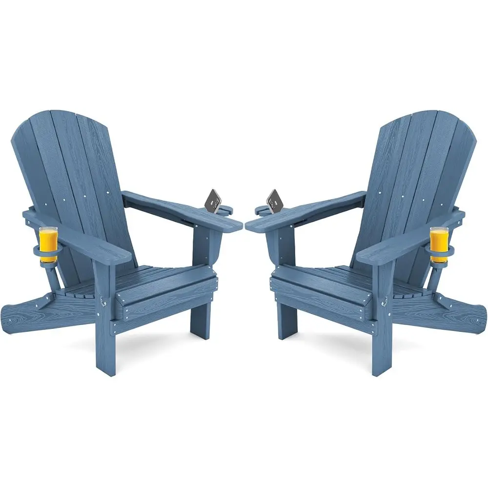 

Set of 2 HDPE Outdoor Adirondack Chairs - Navy, Resembling Real Wood