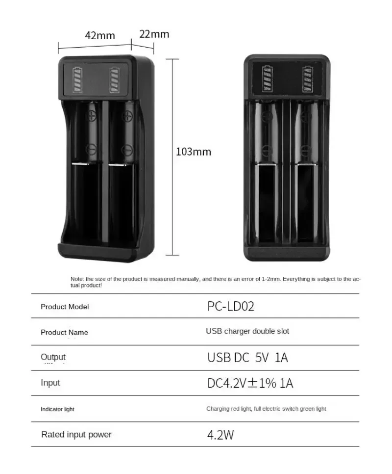 18650 شاحن بطارية ليثيوم 2 / 4 فتحات مزدوجة عالمية لشحن 18650 4.2 فولت شاحن بطارية قابلة للشحن
