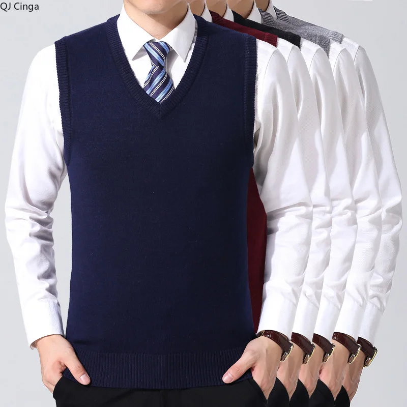 2026 New Mens Dark Blue Sleeveless Sweater Vest Purple Business Casual Knit Pullover Asian Size Black Grey Khaki Wine Red Green
