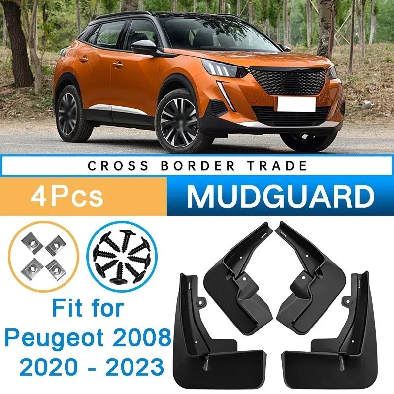 

4Pcs Car Mud Flaps Mudguards Anti-Splash Front Rear Wheel Fenders Car Stying Accessories For Peugeot 2008 2020-2023