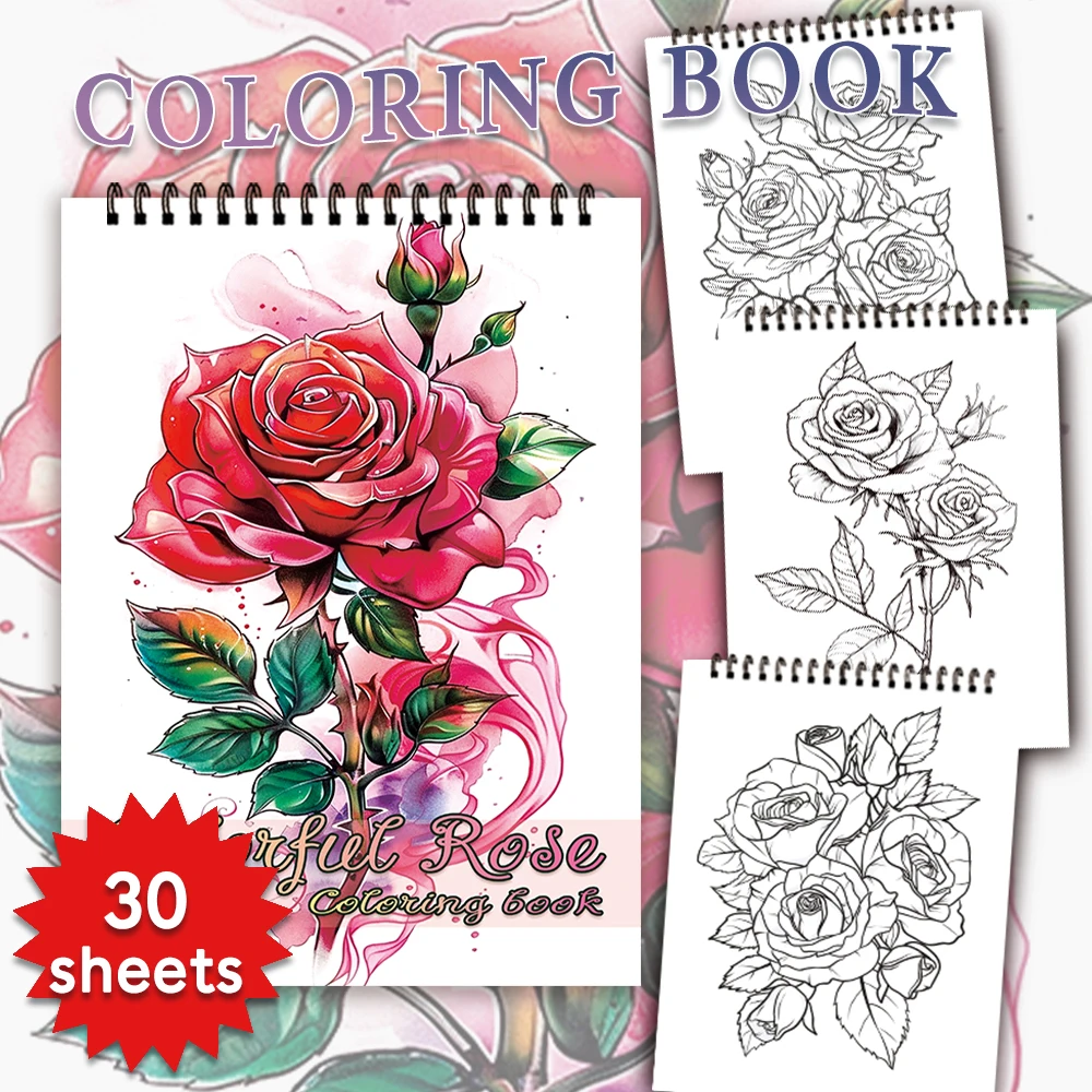 30 Sheets Adult Spiral Coloring Book, 11.2x 8.3in,100gsm Thick Paper, Suitable for Halloween Gift, Christmas Gift