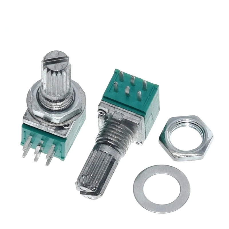 10pcs/lot RK097G 6Pin 5K 10K 20K 50K 100K B1K  500K 1M with a switch audio shaft 15mm amplifier sealing potentiometer