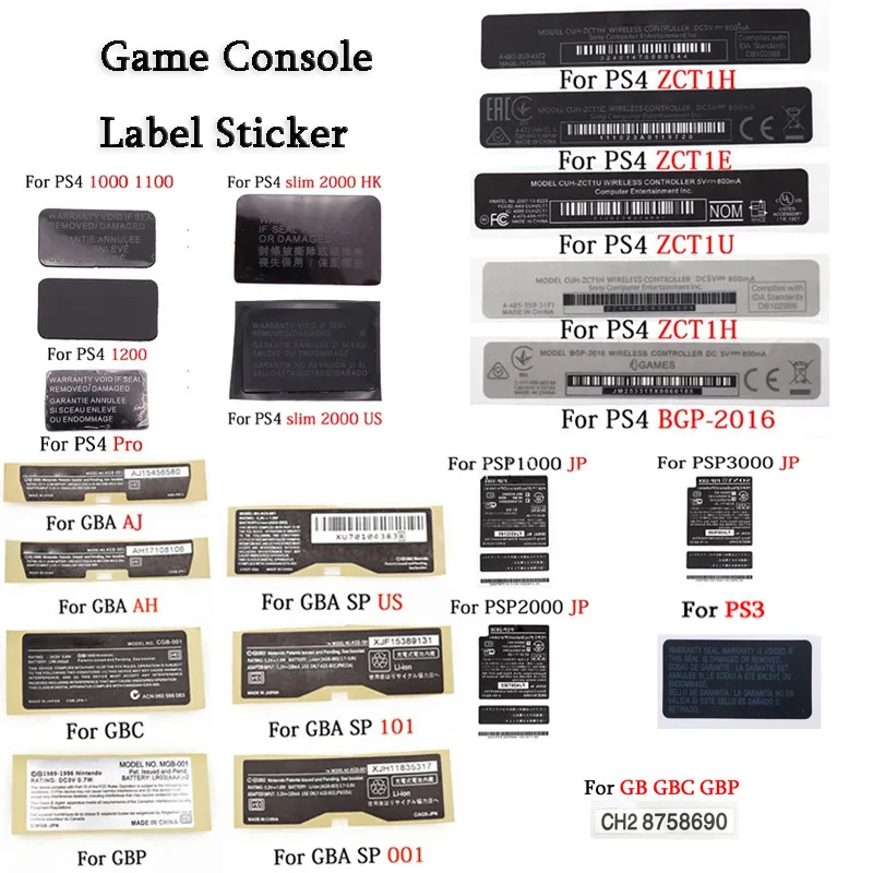 1PC For GBA SP GBC GBP Controller Housing Shell Back Sticker Lable Seal For PS2 PS3 PS4 Pro Slim PSP Barcode Back Label Sticker