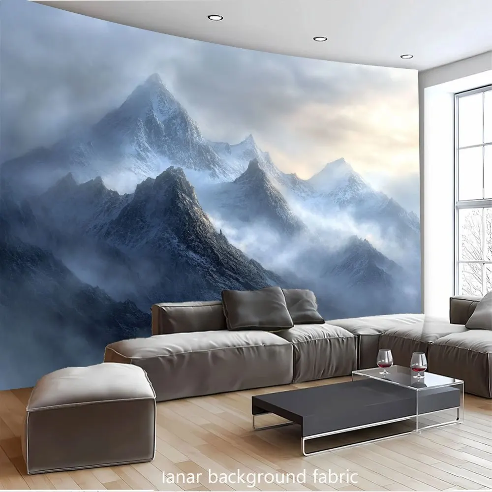 Mountain Landscape Tapestry Scenic Wall Hanging Nature Inspired Home Decor Misty Peaks View