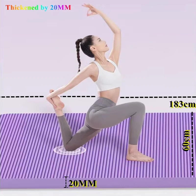 183x60cm Sports Fitness Mat 20mm Thick NBR Comfortable Foam Yoga Mat Yoga Mat Slip Environmental Family Exercise Yoga Pilates